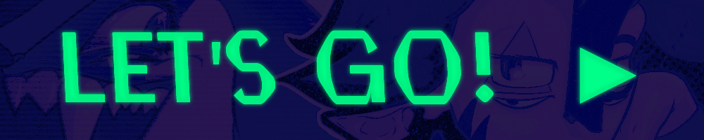 A button saying 'let's go!' to enter the site.